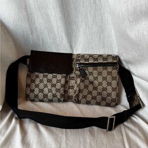 Gucci GG Monogram Double Pocket Belt Bag